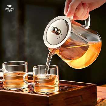 Gambar produk One Two Cups Teko Teh Kaca Saringan Tahan Panas Api Infuser Teapot 950ml - TP-760