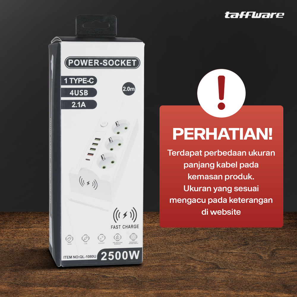 Taffware Stopkontak USB Type C EU Plug Wireless Charging 2500W - QL-1080U Gambar produk Taffware Stopkontak USB Type C EU Plug Wireless Charging 2500W - QL-1080U