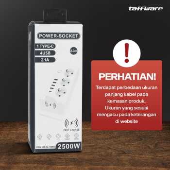 Gambar produk Taffware Stopkontak USB Type C EU Plug Wireless Charging 2500W - QL-1080U