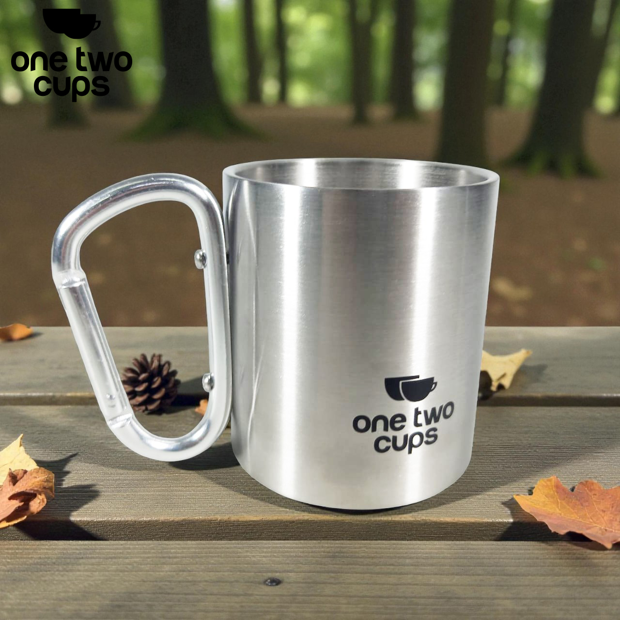 One Two Cups Cangkir Kopi Stainless Steel Carabiner Camping Cup 220ml - VB1 Gambar produk One Two Cups Cangkir Kopi Stainless Steel Carabiner Camping Cup 220ml - VB1
