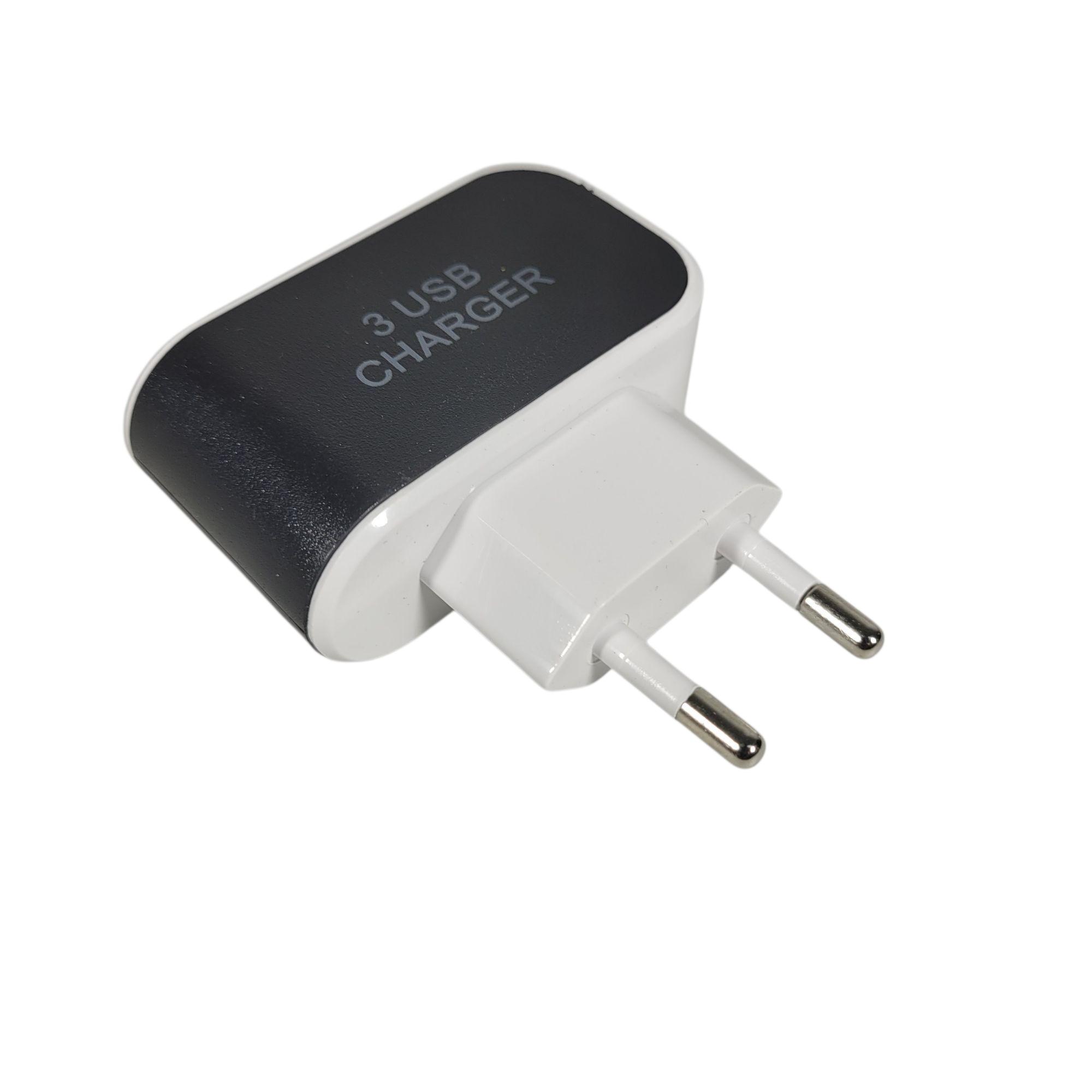 Adaptor Travel Charger USB 3 Port 5V 3.1A - EKA Gambar produk Adaptor Travel Charger USB 3 Port 5V 3.1A - EKA