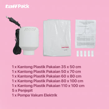 Gambar produk TaffPACK Kantong Plastik Vakum Pakaian Vacuum Bag 5 PCS Electric Pump - SH5