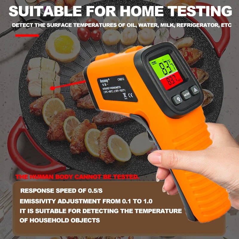 Anseny Termometer Industrial Digital Thermogun Infrared Dual Color LCD - CX6014 Gambar produk Anseny Termometer Industrial Digital Thermogun Infrared Dual Color LCD - CX6014