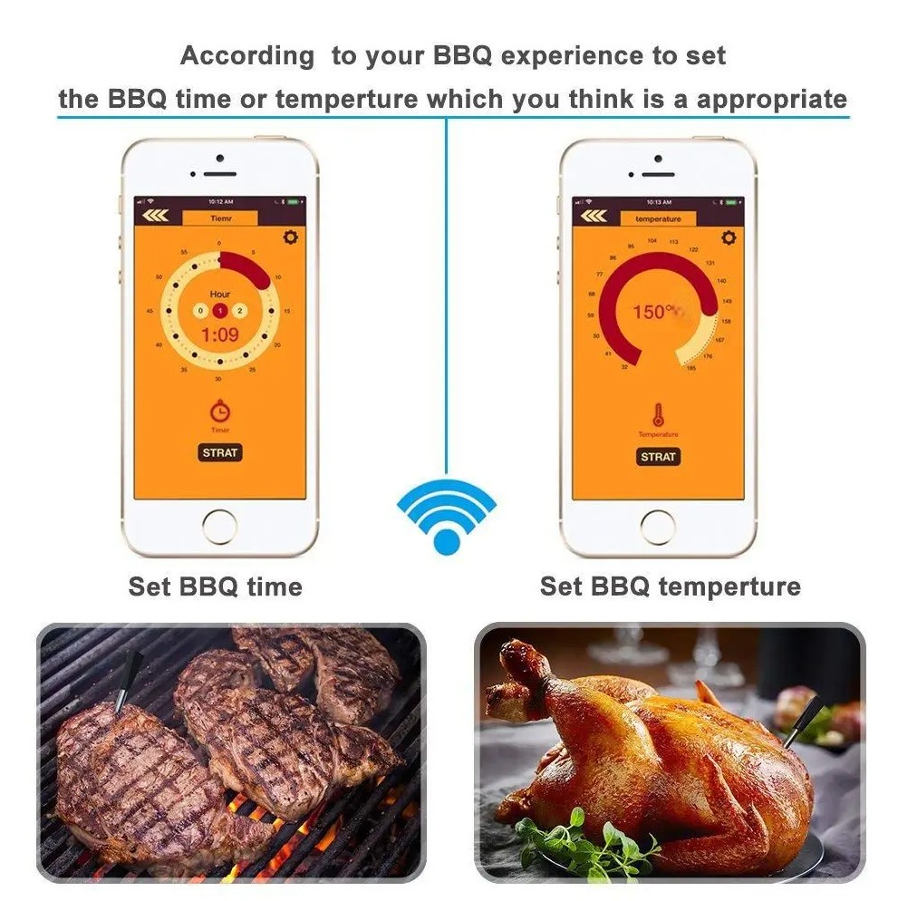 TAKA Termometer Makanan Digital Daging BBQ Bluetooth 2Probe Waterproof - TY530 Gambar produk TAKA Termometer Makanan Digital Daging BBQ Bluetooth 2Probe Waterproof - TY530