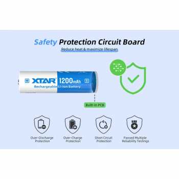 Gambar produk XTAR Baterai Rechargeable 14500 Li-Ion 1200mAh 3.6V 2.7A 1 PCS - XT-120