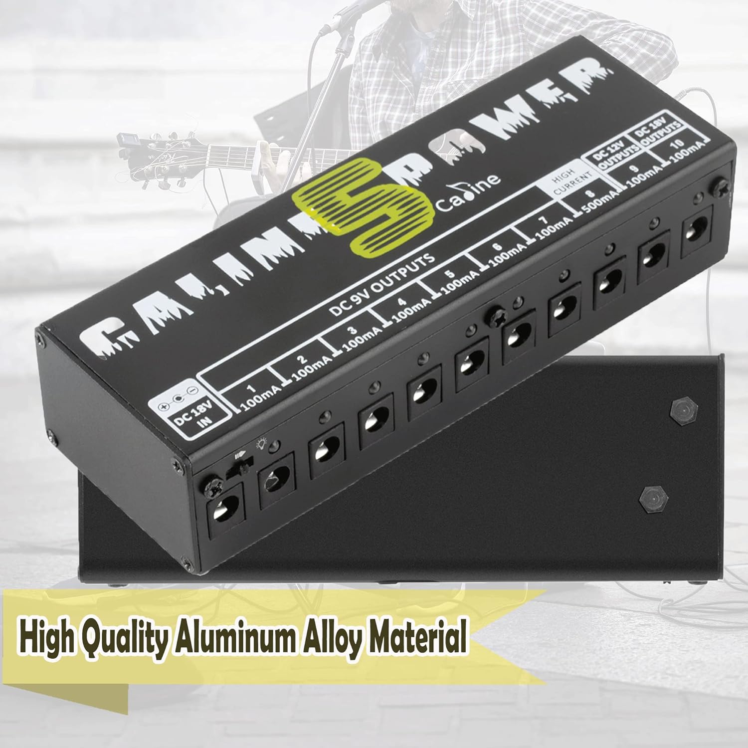 Caline Power Supply 10 Isolated Output EU Adaptor Pedal Effect Gitar - CP-05 Gambar produk Caline Power Supply 10 Isolated Output EU Adaptor Pedal Effect Gitar - CP-05