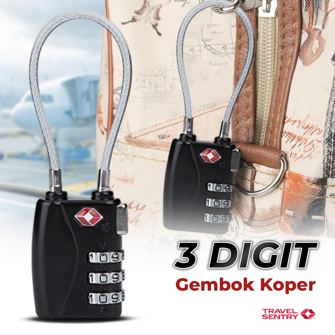 CJSJ Gembok Koper Angka 3 Digit Suitcase Password TSA Lock - TSA007 Gambar produk CJSJ Gembok Koper Angka 3 Digit Suitcase Password TSA Lock - TSA007