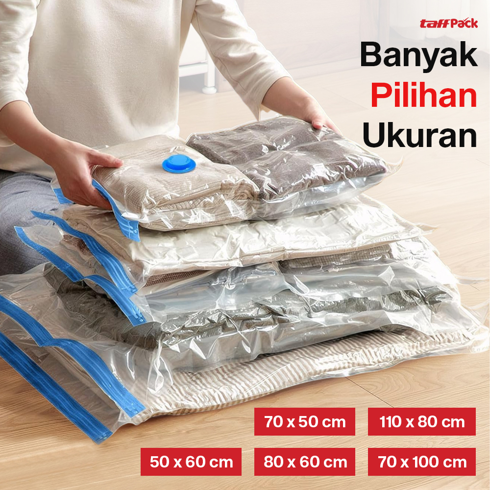 Gambar produk TaffPACK Kantong Plastik Vakum Pakaian Multifungsi Vacuum Bag 1 PCS 80x110cm - YK-1000
