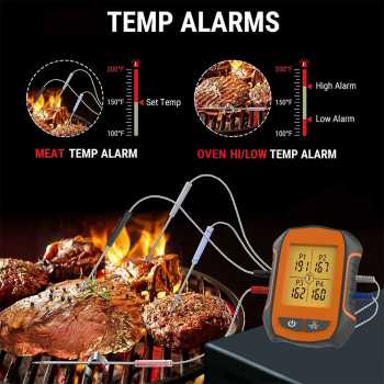 Gambar produk VIANEY Termometer Makanan Daging Digital Wireless 4 Probe with Timer - KT210