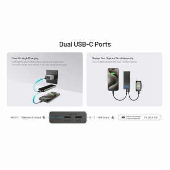 Gambar produk NITECORE Power Bank 10000mAh PD QC Carbon Fiber IPX8 USB Type C 30W - CARBO10000 GEN2