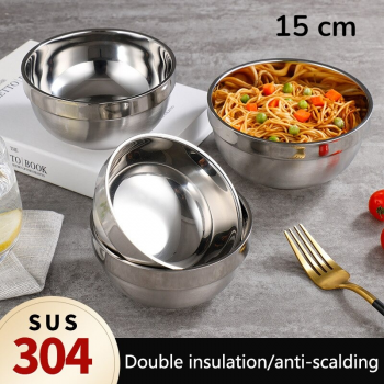 Gambar produk JIAJIADA Mangkuk Double Insulation Bowl Stainless Steel 304 15cm - SGEE1