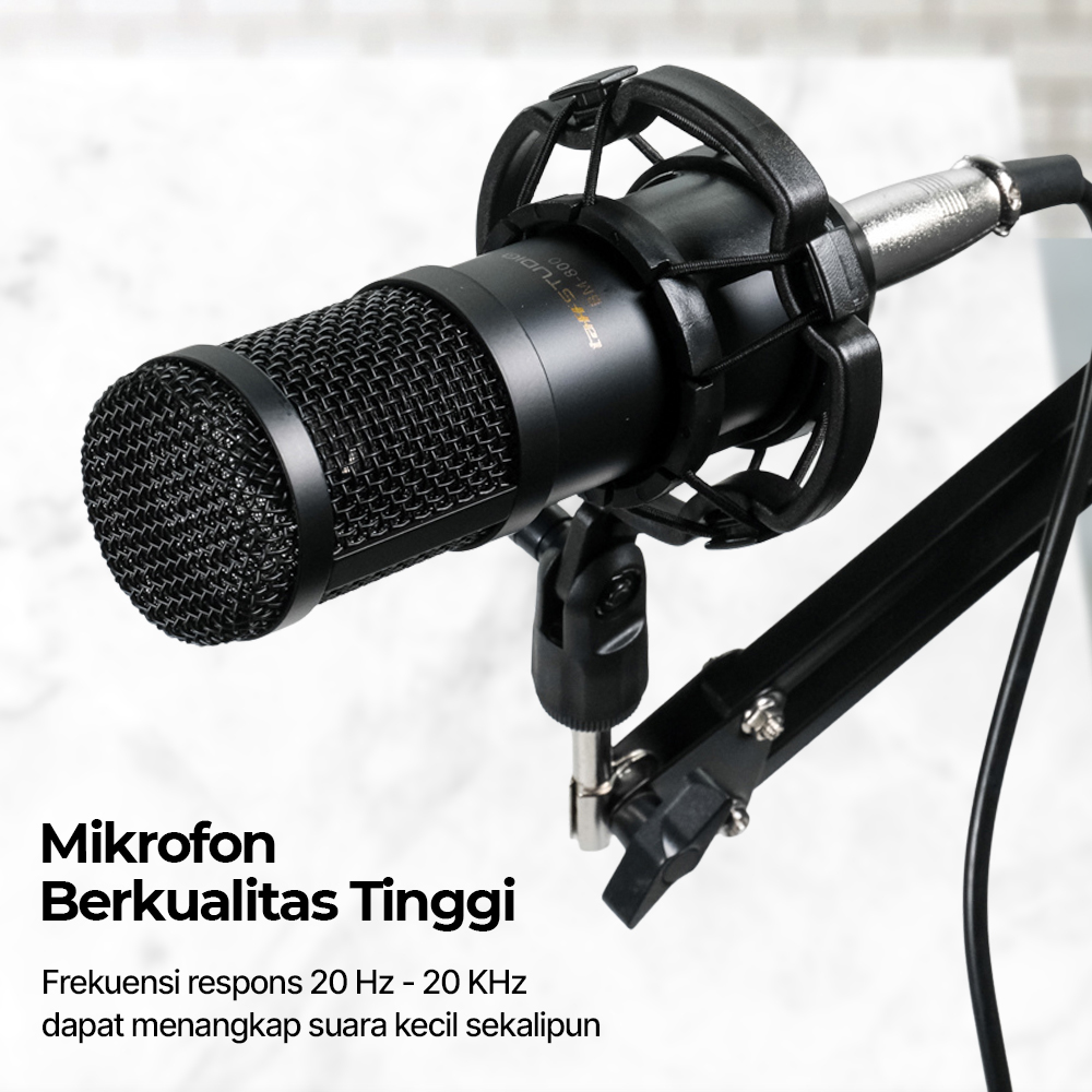 Gambar produk TaffSTUDIO Mikrofon Kondenser XLR Condenser Microphone with Holder - BM-800