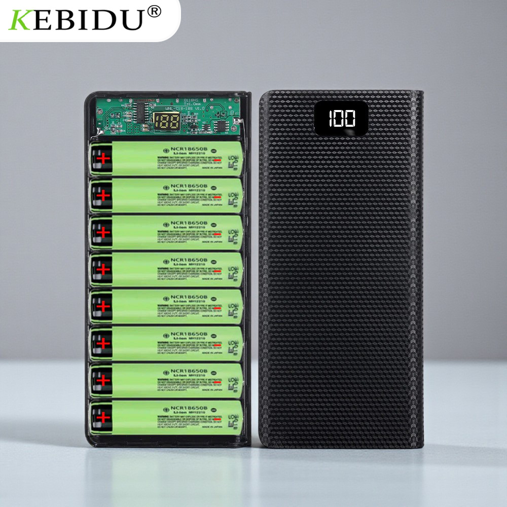 Kebidu Power Bank DIY Case Digital Display Dual USB Port 8 PCS 18650 - C18 Gambar produk Kebidu Power Bank DIY Case Digital Display Dual USB Port 8 PCS 18650 - C18