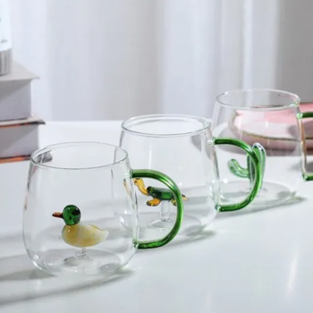 Gambar produk LAZZY Cangkir Kopi Kaca Tahan Panas Duck Aesthetic Mug 400ml Duck - L400