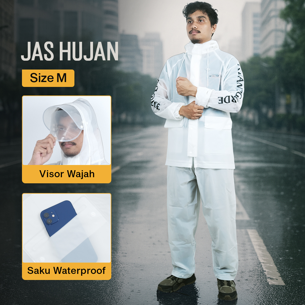 Gambar produk KEYRU Jas Hujan Setelan Motor Dewasa Visor PVC Waterproof Raincoat M - TN-74