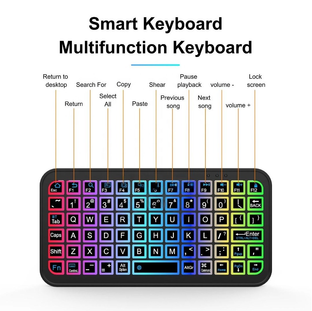 Gambar produk AXPRO Keyboard Wireless Mini Bluetooth Rechargeable RGB 8 Colors - AX52