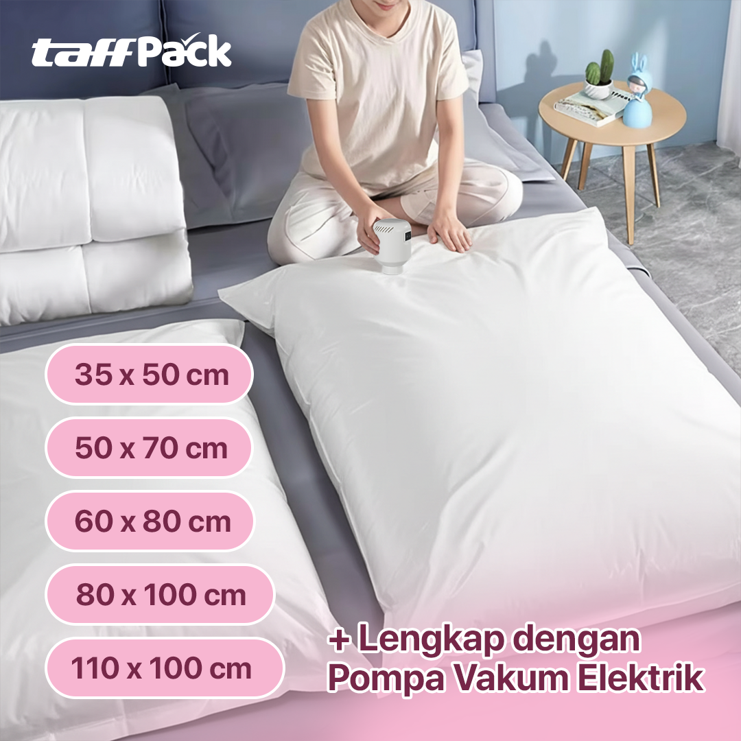 Gambar produk TaffPACK Kantong Plastik Vakum Pakaian Vacuum Bag 5 PCS Electric Pump - SH5