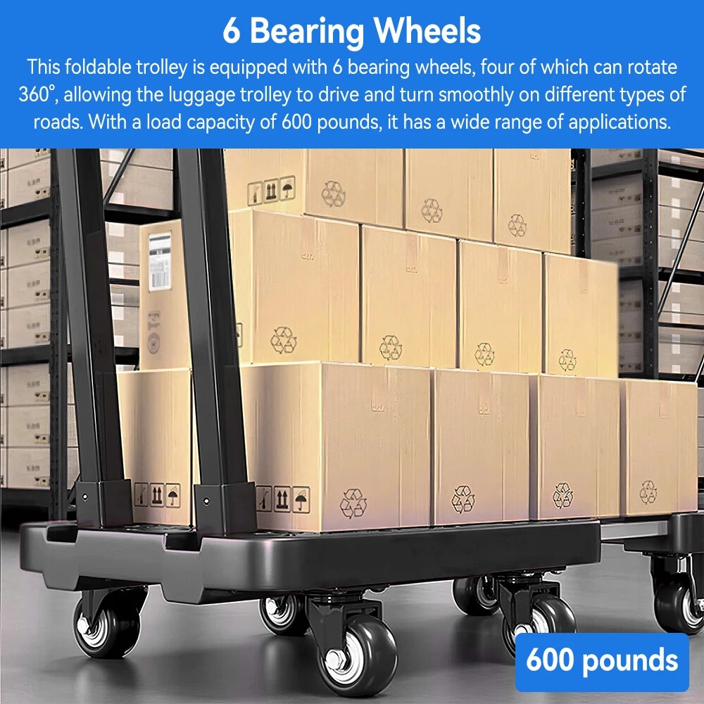 Gambar produk NIAN Troli Barang Lipat Foldable Telescopic Flatbed Trolley 6 Wheels - N60