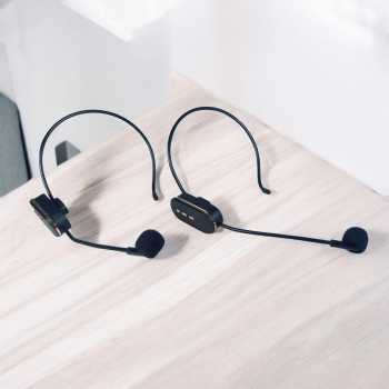 Gambar produk CLOVEY Wireless Lavalier Lapel Microphone 6.35mm Adapter 2.4GHz 2 Mic - SI09