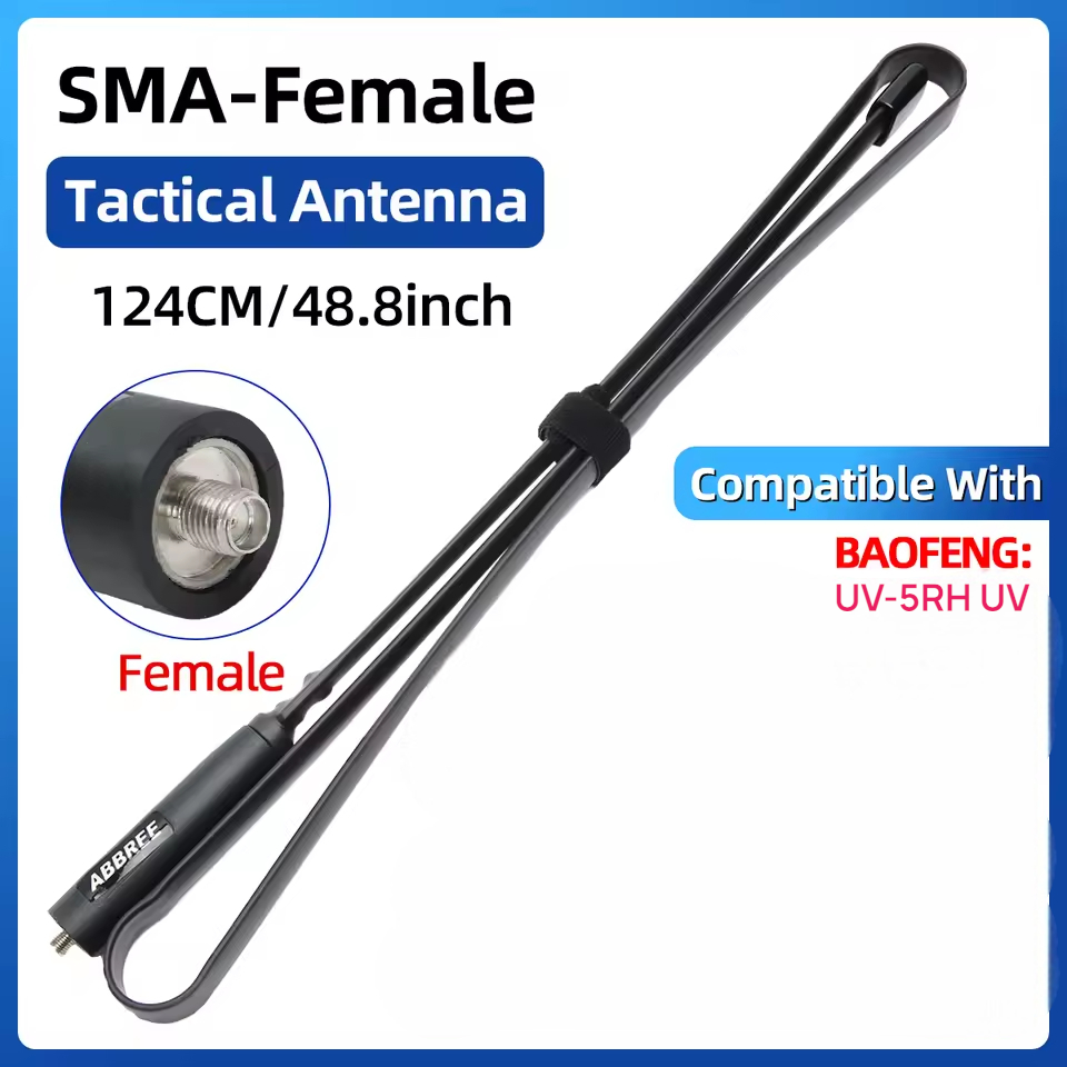 ABBREE Antena HT Walkie Talkie Radio SMA Female for Baofeng UV-5RH UV 124cm - AB-44 Gambar produk ABBREE Antena HT Walkie Talkie Radio SMA Female for Baofeng UV-5RH UV 124cm - AB-44