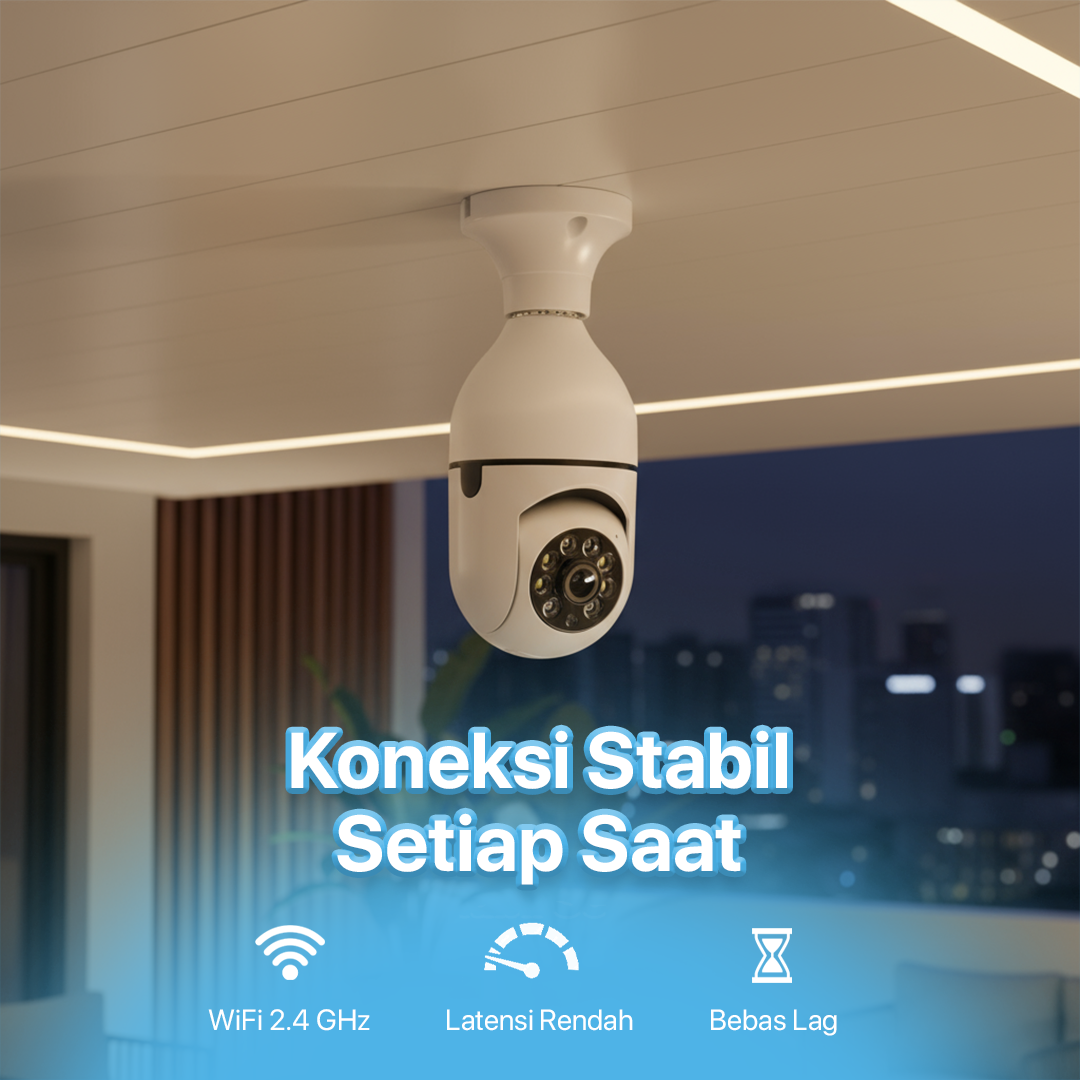 Yunyi CCTV IP Camera 1MP 1080P E27 Wireless Dual Light IR Sensor - YY012 Gambar produk Yunyi CCTV IP Camera 1MP 1080P E27 Wireless Dual Light IR Sensor - YY012