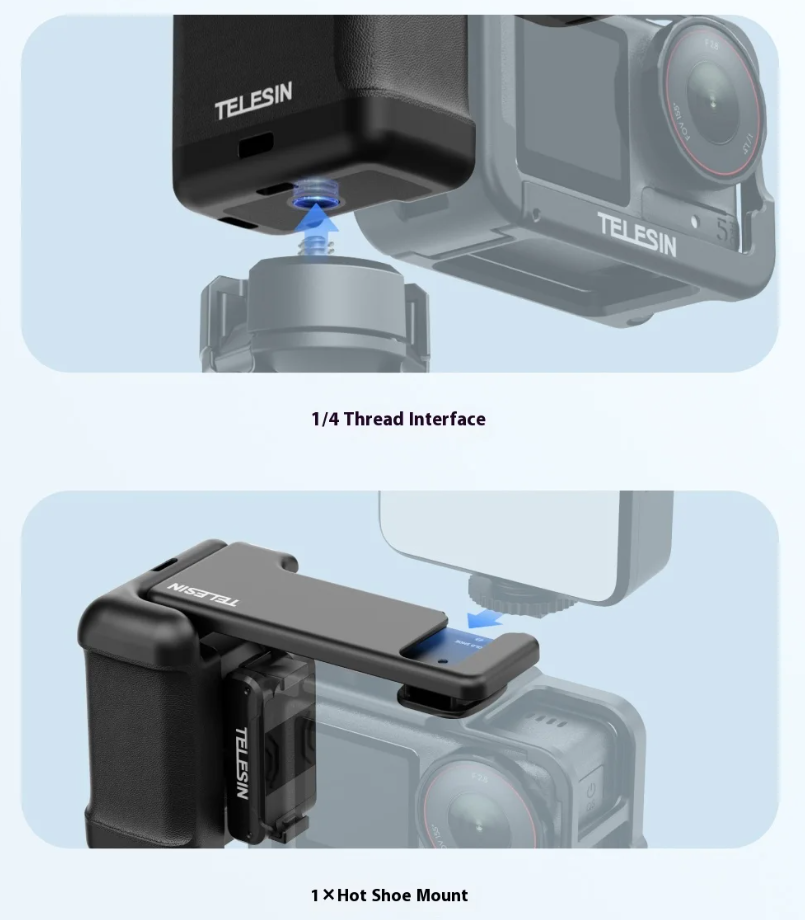 Gambar produk TELESIN Handle Grip for DJI Action 3/4/5 Pro and TELESIN Metal Cage - S6-FMS-23-TDJ