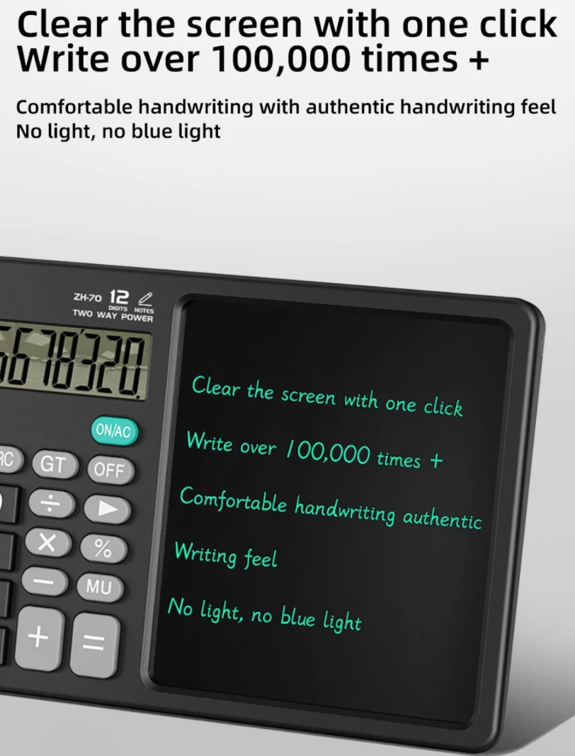 SIOPEN Kalkulator Tablet Multifungsi 2in1 LCD Writing Pad 12 Digits - ZH70 Gambar produk SIOPEN Kalkulator Tablet Multifungsi 2in1 LCD Writing Pad 12 Digits - ZH70