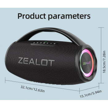 Gambar produk ZEALOT Speaker Bluetooth Portable Subwoofer Dual Pairing 16000mAh - S97