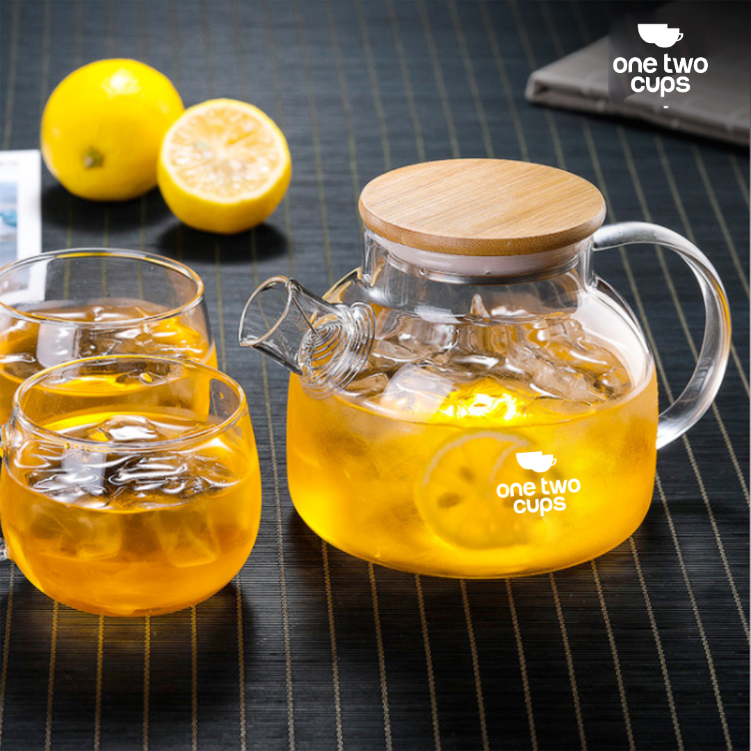 One Two Cups Teko Teh Kaca Saringan Tahan Panas Api Teapot 1L - BR-384 Gambar produk One Two Cups Teko Teh Kaca Saringan Tahan Panas Api Teapot 1L - BR-384