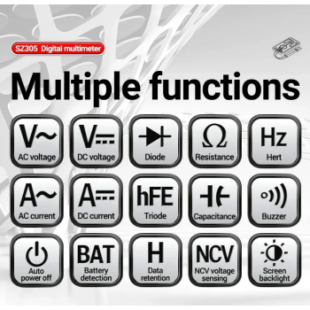 Gambar produk ANENG Digital Multimeter Voltage Tester 1999 Count NCV Triode - SZ305
