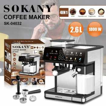 SOKANY Mesin Kopi Espresso Coffee Maker Frothing Grinding 1800W 20 Bar - SK-04032