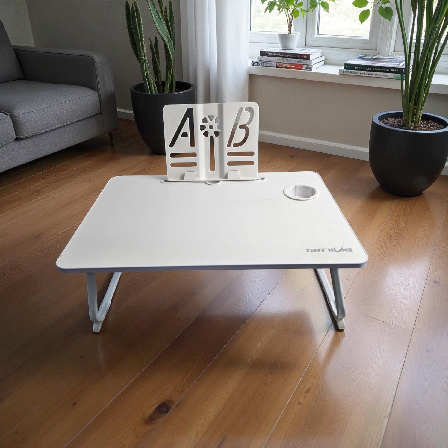 TaffHOME Meja Lipat Laptop Foldable Bed Table with Drawer Cup Holder 60x40cm - BO-67 Gambar produk TaffHOME Meja Lipat Laptop Foldable Bed Table with Drawer Cup Holder 60x40cm - BO-67