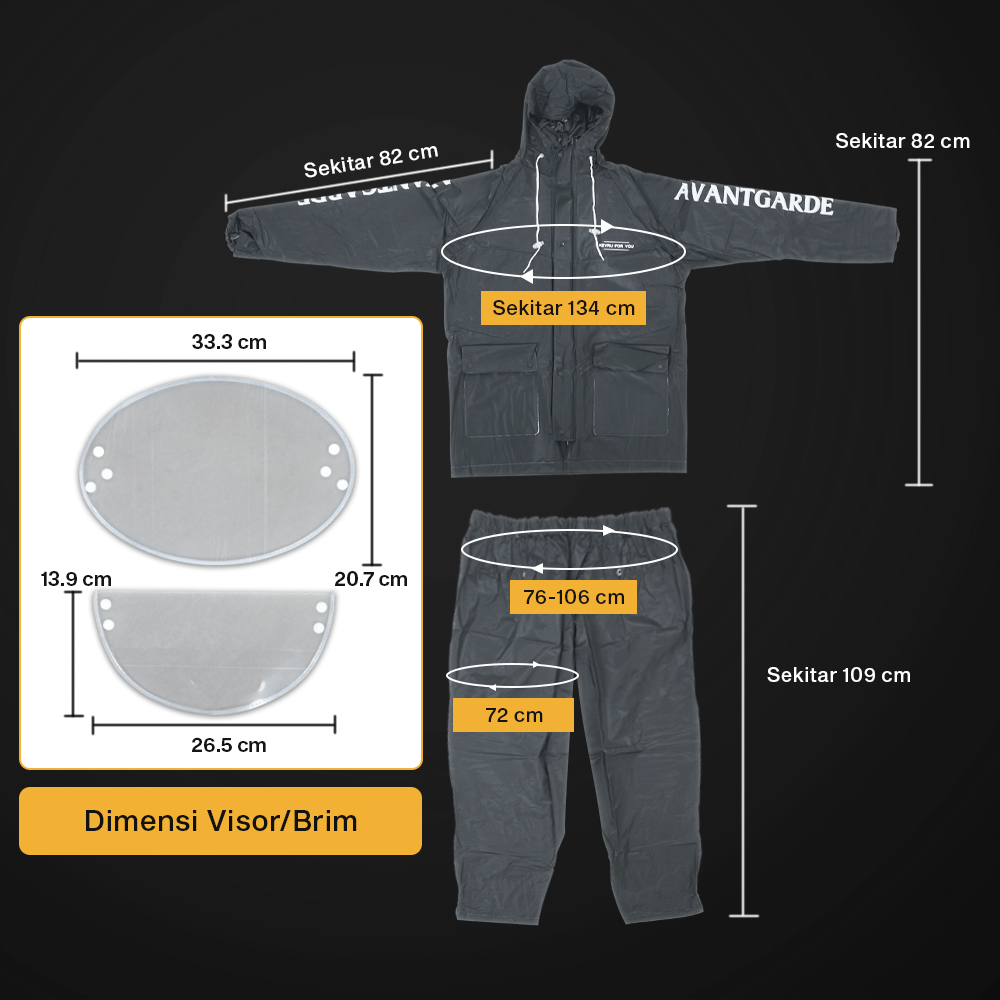Gambar produk KEYRU Jas Hujan Setelan Motor Dewasa Visor PVC Waterproof Raincoat XXL - TN-74