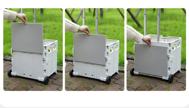 FURNIBOX Troli Belanja Lipat 4 Roda Folding Storage Box 35x41.5x40.5cm - FR-05 Gambar produk FURNIBOX Troli Belanja Lipat 4 Roda Folding Storage Box 35x41.5x40.5cm - FR-05