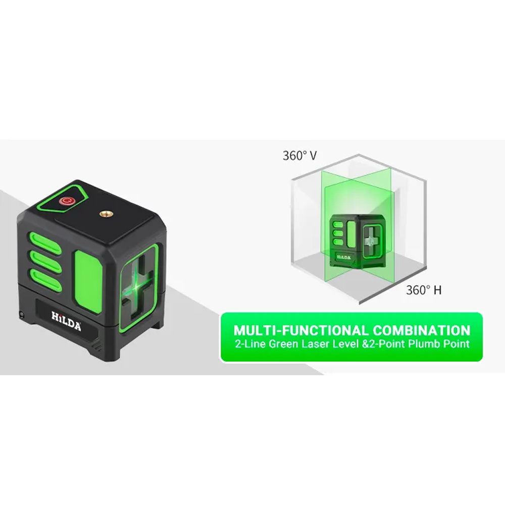 HILDA Laser Level Self Leveling 2 Line 360 Degree Waterproof IP54 - AB113 Gambar produk HILDA Laser Level Self Leveling 2 Line 360 Degree Waterproof IP54 - AB113