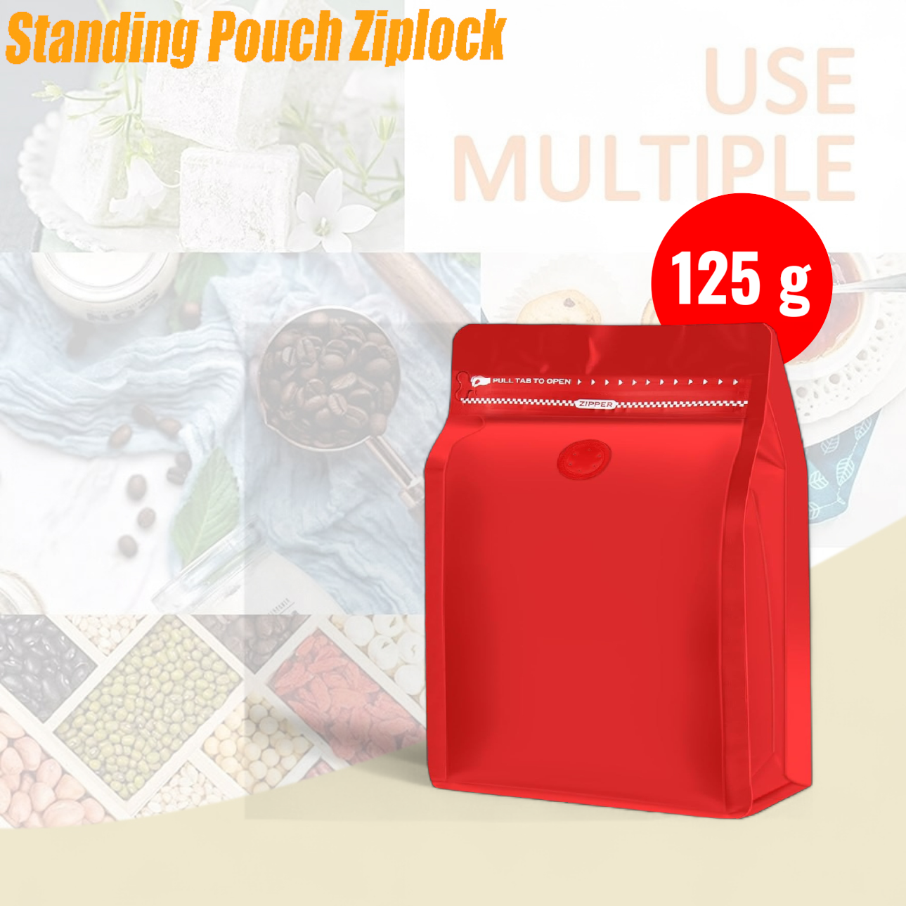 Gambar produk KOFE Kemasan Kopi Standing Pouch Ziplock Flat Bottom with Valve 10 PCS 125g - KF-10