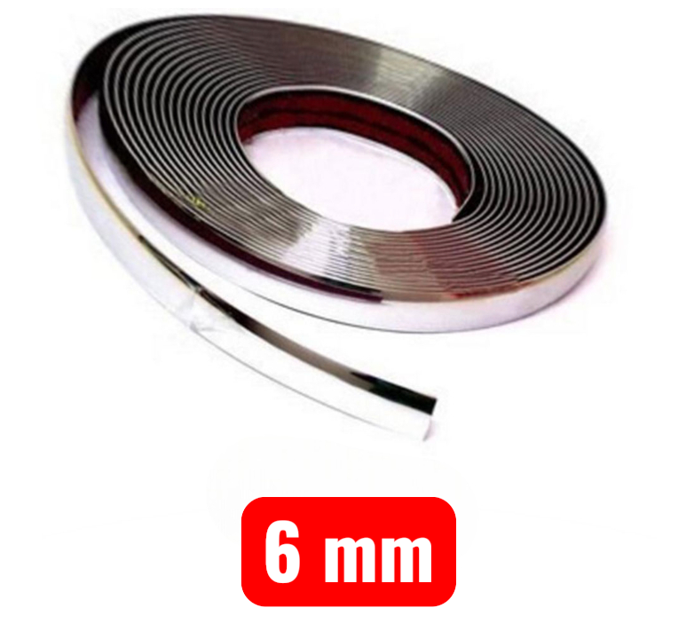 Gambar produk PIN SU Lis Dekorasi Interior Eksterior Mobil Chrome Strip 12M 6mm - YH