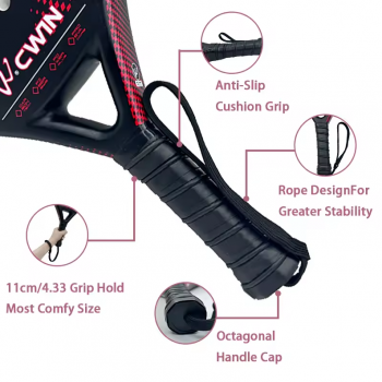 Gambar produk CWIN Raket Padel Teardrop Carbon Fiber 3.8cm Thickness 360g - 4013