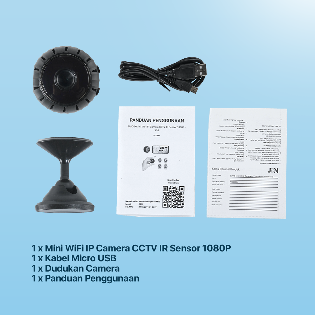 ZUIDID Mini WiFi IP Camera CCTV IR Sensor 1080P - X10 Gambar produk ZUIDID Mini WiFi IP Camera CCTV IR Sensor 1080P - X10