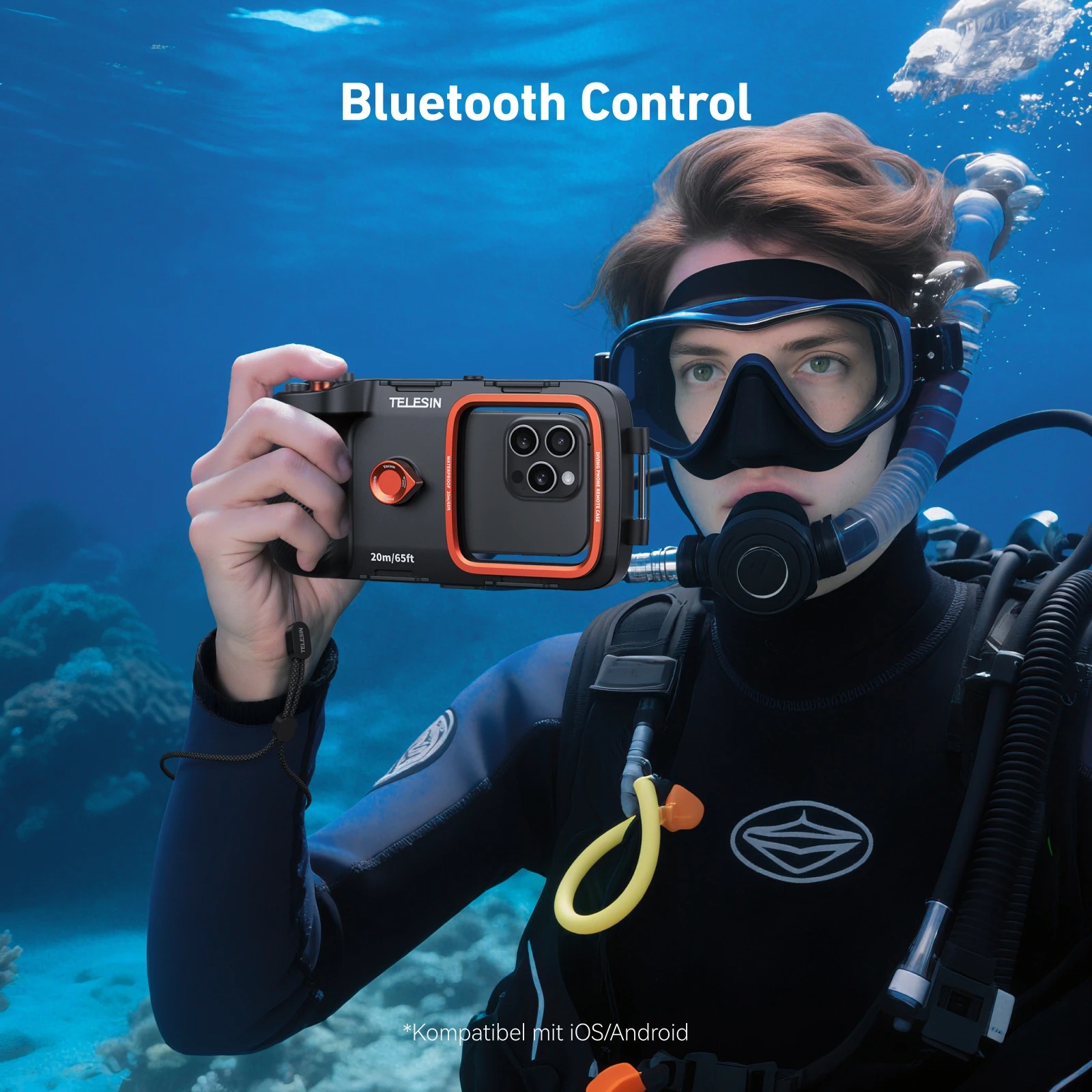 Gambar produk TELESIN Smartphone Diving Case Grip Bluetooth IP68 Universal - P4-WTP-06