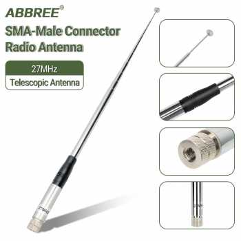 Gambar produk ABBREE Antena Walkie Talkie Telescopic 50 Ohm 27MHz 20W 1.3M SMA Male - CB-02