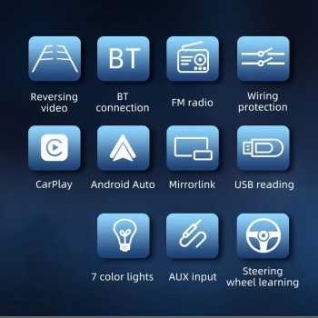 Gambar produk ESGO Head Unit Tape Mobil 2DIN Wired CarPlay Android Auto 7 Inch - F7018C