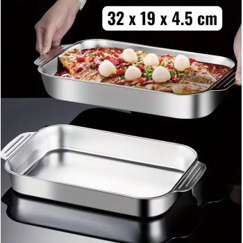 Gambar produk NLSLASI Loyang Nampan Tray Bakeware Grill Pan Magnetic Stainless 410 32x19x4.5cm - NL31