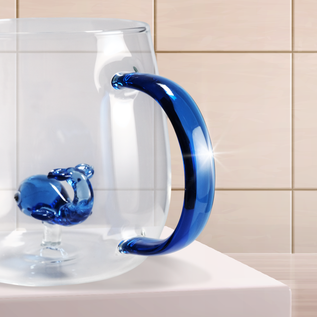 Gambar produk LAZZY Cangkir Kopi Kaca Tahan Panas Duck Aesthetic Mug 400ml Whale - L400