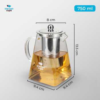 Gambar produk One Two Cups Teko Teh Kaca Saringan Tahan Panas Api Infuser Teapot 750ml - TP-761