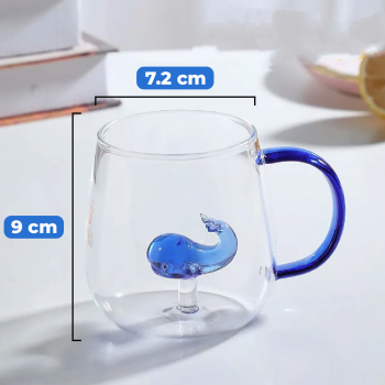 Gambar produk LAZZY Cangkir Kopi Kaca Tahan Panas Duck Aesthetic Mug 400ml Whale - L400