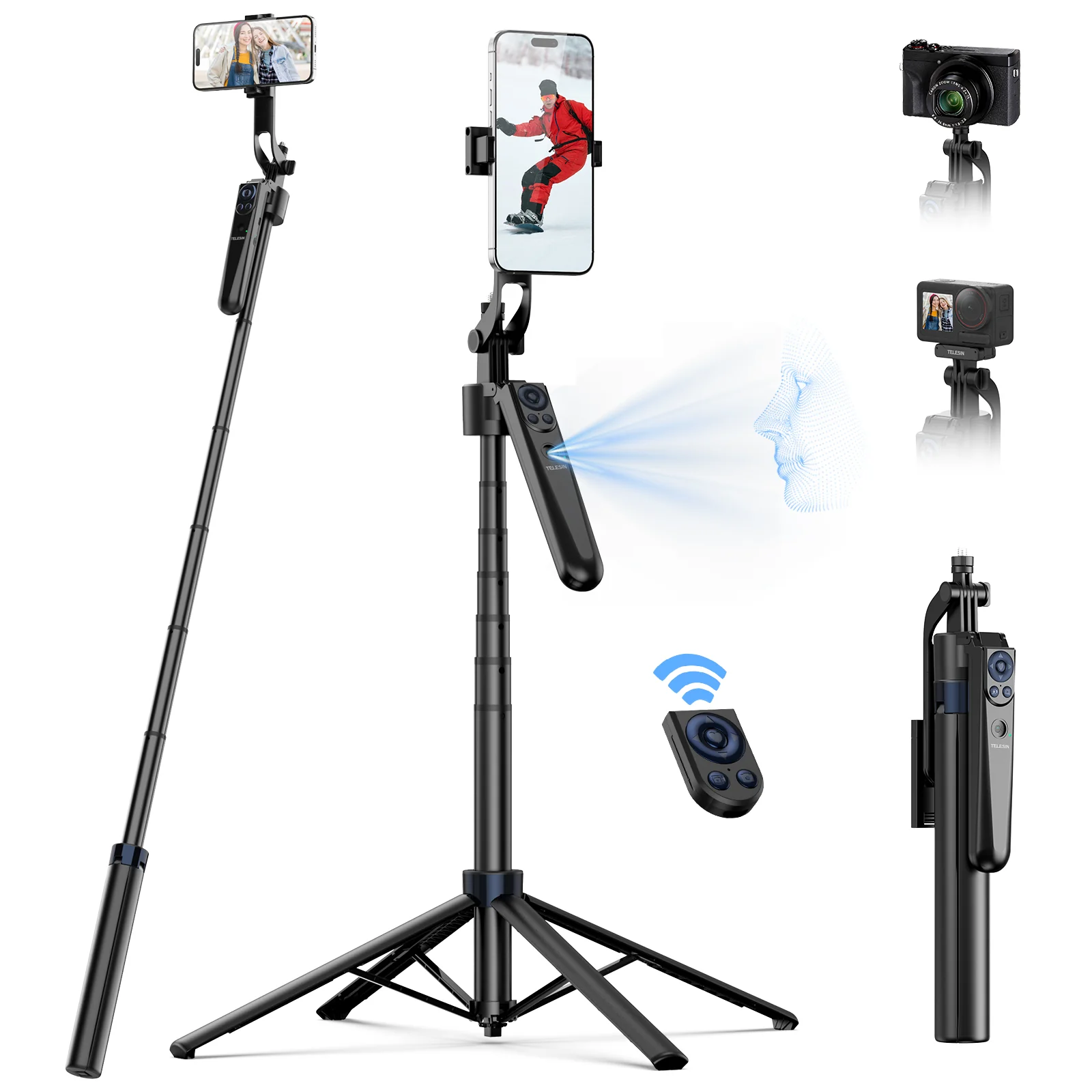Gambar produk TELESIN Tripod HP Kamera Auto Tracking with Bluetooth Remote - P3-MS-03