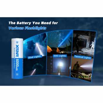 Gambar produk XTAR Baterai Rechargeable 21700 Li-Ion 6000mAh 3.6V 10A 1 PCS - XT-60