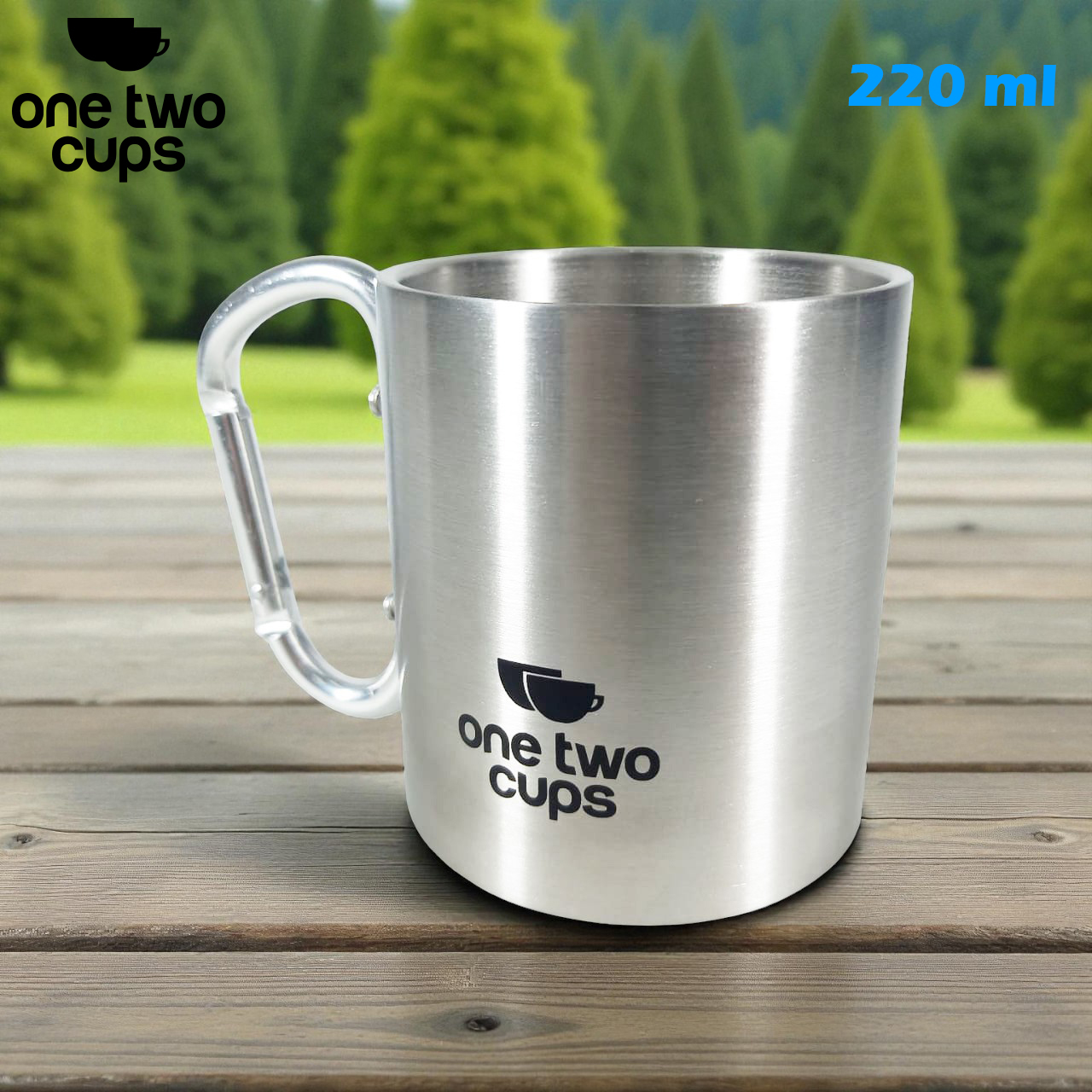 One Two Cups Cangkir Kopi Stainless Steel Carabiner Camping Cup 220ml - VB1 Gambar produk One Two Cups Cangkir Kopi Stainless Steel Carabiner Camping Cup 220ml - VB1