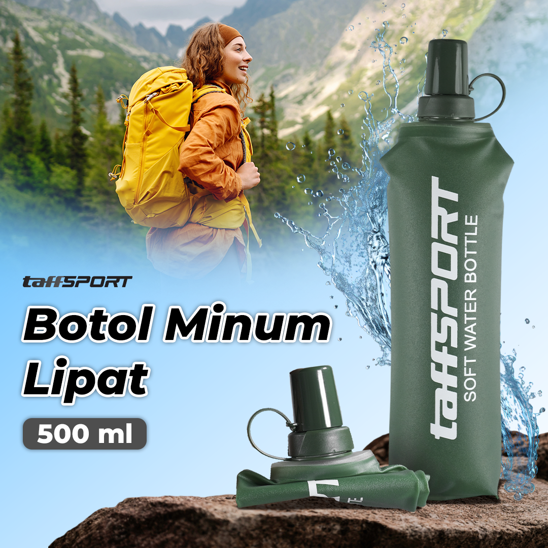 TaffSPORT Botol Minum Lipat Soft Flask Running Water Bottle 500ml - TF-50 Gambar produk TaffSPORT Botol Minum Lipat Soft Flask Running Water Bottle 500ml - TF-50